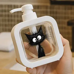 Cute Soap Dispenser - Cartoon Cat with Cute Black & White Cat Face, Moisturizing Hand Soap Pump Bottle, Perfect for Kitchen Sink and Bathroom Decor, Bathroom Accessory