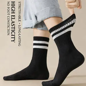 12-Pack Striped Mid-Calf Socks, Lightweight Breathable Odor-Resistant, All-Season Casual Wear