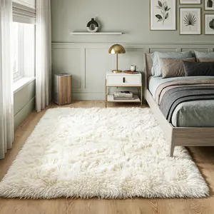 BLIOWL Ivory High-End Plush Rug Ultra Soft Anti-Slip Stain Resistant Easy Clean Modern Luxury Carpet For Living Bedroom Dining Rooms US Local Shipping Home Decorative Rugs Fluffy Nursery Rug