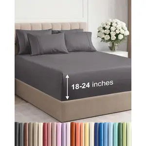 Extra Deep Queen Sheet Set - 6 Piece Breathable and Cooling Sheets - Hotel Luxury Bedding for Women, Men, Kids & Teens - Easy & Secure Fit - Soft, Wrinkle Free and Comfy - Extra Deep Pockets - Grey