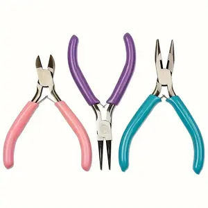 Three-Piece Jewelry Making Pliers Set, DIY Jewelry Making and Repair Tools, Beadwork Accessories, Essential Craft Supplies, Hand Tools