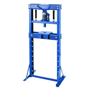 Hydraulic Shop Press, H-Frame Bearing Shop Press with 8-Hole Adjustable Height Worktable & Relief Valve, Adjustable Benchtop Shop Press with 2 Press Plates
