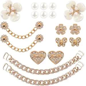 18 Pcs Bling Shoe Charms Bling Chain Shoes Charms Accessories for Women Pearl Flower Clog Shoes Decoration Crystal Rhinestone Shoe Charm Cute Decor for Party Birthday for Her outdoorfun