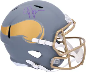 Justin Jefferson Minnesota Vikings Autographed 2024 Slate Speed Replica Helmet - Fanatics Authentic Certified