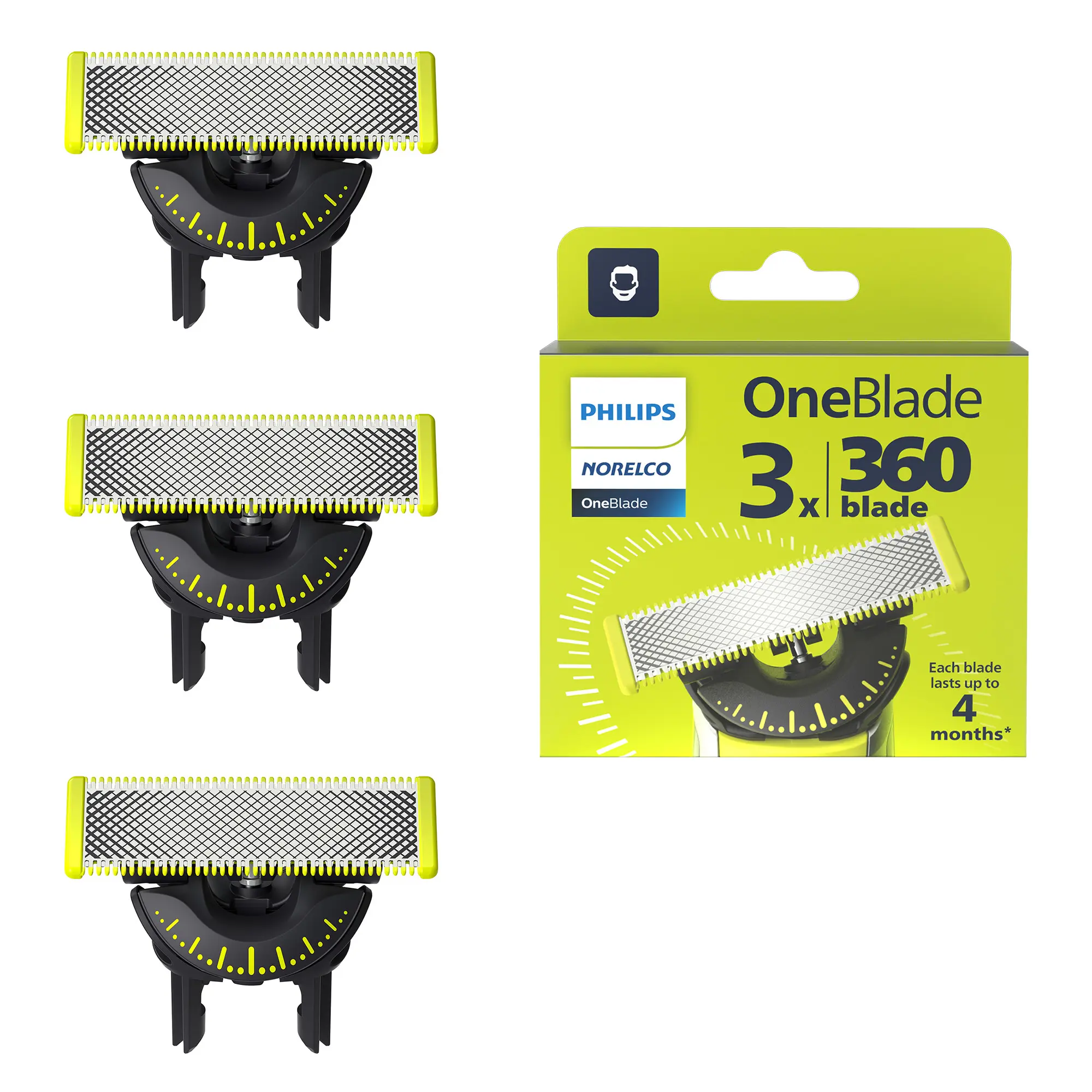 Philips Norelco OneBlade 360 Blade Replacement Blade 3 Pack Kit Razor Stainless Steel Philips Norelco OneBlade 360 Blade Replacement Blade 3 Pack Kit Razor Stainless Steel