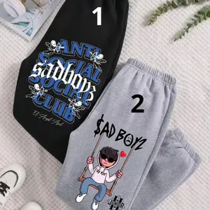 Anti Social Sad Boyz Club Baggy Sweats, Sad Boyz 4 Life Baggy Sweatpants, Juni0r H Mexico Pants, Hip Hop Clothing, Music Gift For Fans, USA Made 0