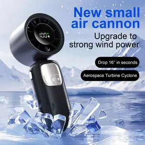 High Power Turbofan, Multifunction Portable Handheld Fan with 5-Speed Wind, 3000mAh Rechargeable Battery, Intelligent Digital Display, 14-Hour Runtime, Air Turbine Technology, Suitable for Outdoor Activities, Travel, Multifunction Portable Fan