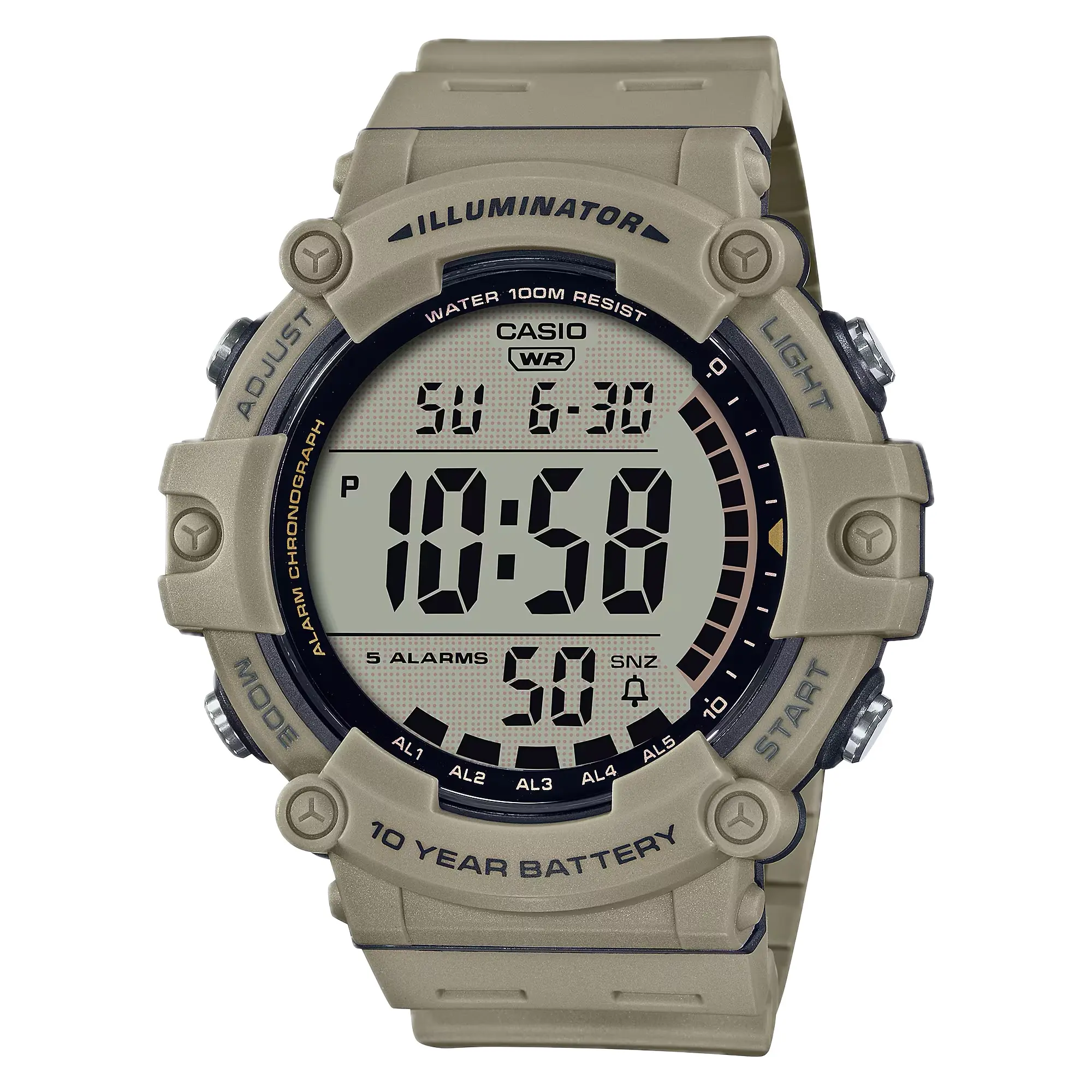 Casio Men’s Illuminator Beige Grey Digital Watch - AE-1500WH-5AV
