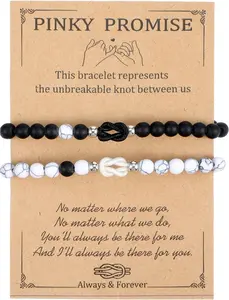 2pcs Matching Bracelets for Couples - Love Cross Knot Bracelet, Always and Forever Long Distance Relationship Gifts, Valentines Anniversary Christmas Gifts for Girlfriend Boyfriend