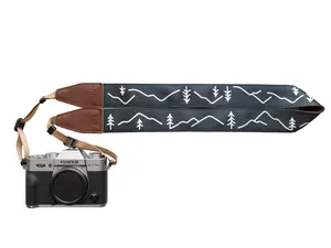 Simple Mountain Design Camera Strap Leather ends, Suede backing, Adjustable, Compatible Connection for DSLR, Mirrorless, Film, Photographer Accessory