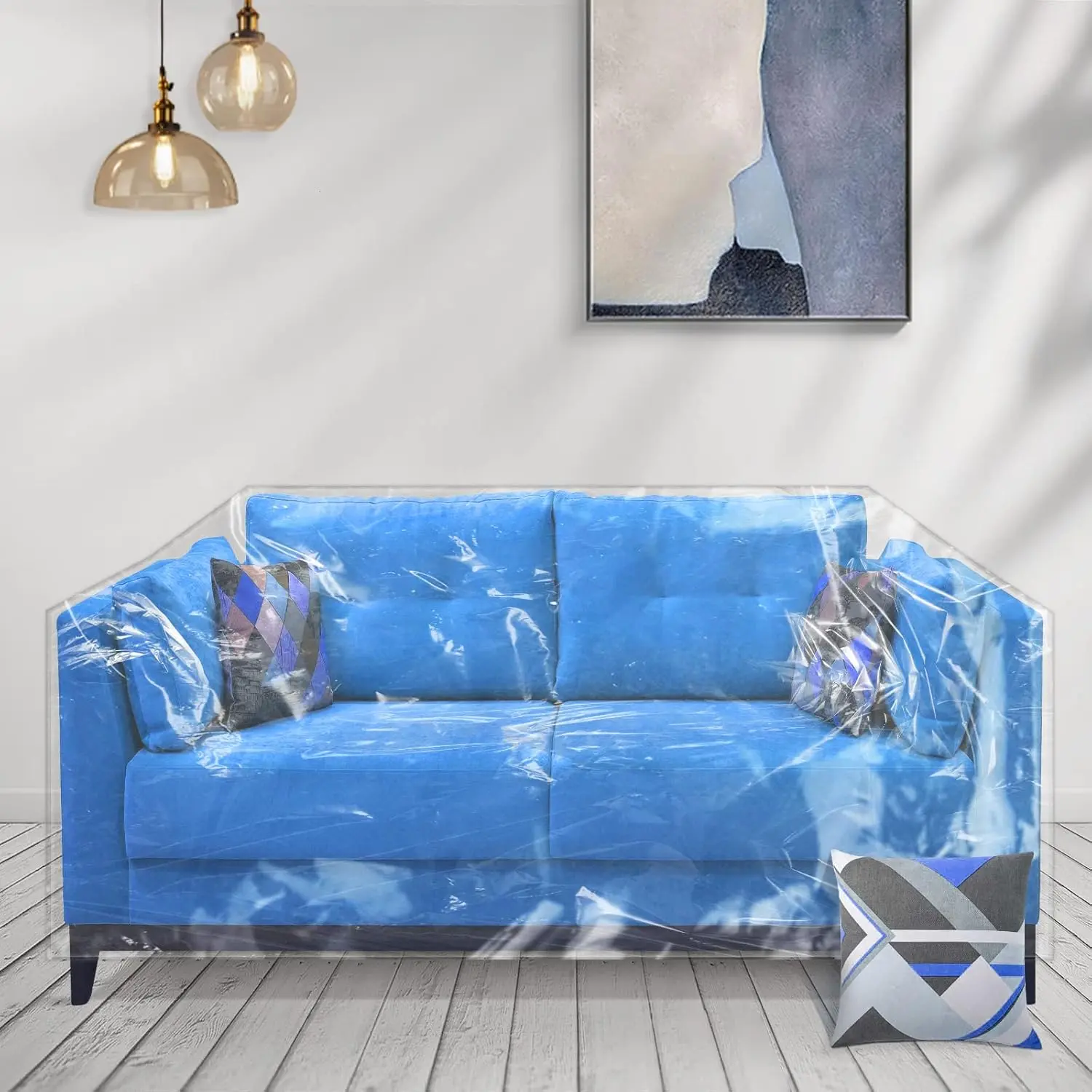 Wokire Plastic Loveseat Cover - 84" W x 40" D x 36" RH x 18" FH - Heavy Duty Vinyl, Waterproof, Slipover - Protects Pets Scratches
