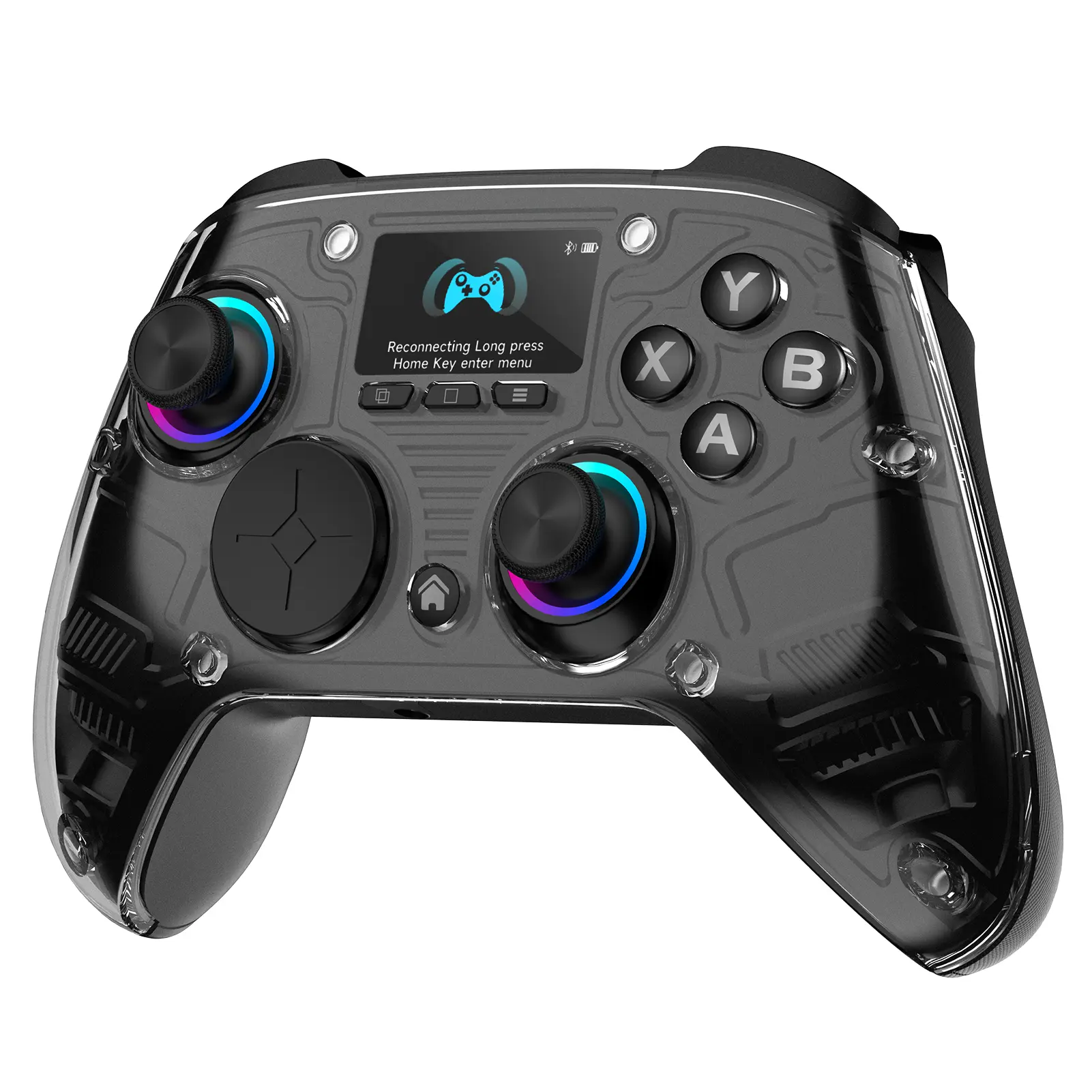 Tri-Mode Wired-2.4G-Bluetooth Game Controller, Multi-Platform Console-Mobile Compatibility, Smart Interactive Screen, Customizable Buttons for PC Gaming Accessories, All Platforms