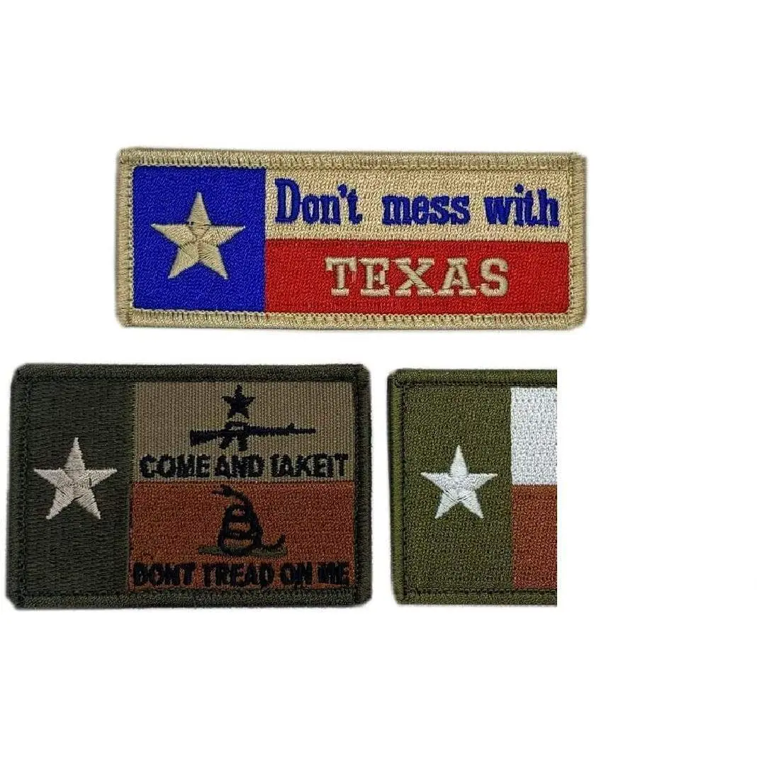 Texas State Flag Don't Mess with Patch [3PC Bundle -“Hook Fastener]