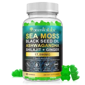 Acentialabs Sea Moss Gummies - 3000mg Sea Moss 2000mg Bladderwrack 800mg Ashwagandha 400mg Burdock Root - Vegan Energy & Immune Support Gummies 60 Count Healthcare