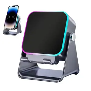 Wireless Induction Speaker With Colorful Ambient Light 360 Adjustable Phone Holder for iPhone Android Samsung Phone Speakers