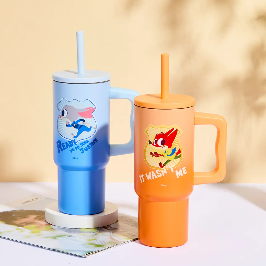 【Back to school】Disney Zootopia Portable Stainless Steel Insulated Water Bottle, 720ML/24.35oz Food-Grade Steel, With Handle & Straw, Cold-Hot Retention, Cute Prints, Travel Drinkware for Students