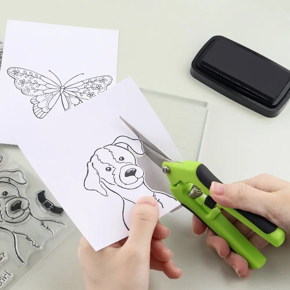 Ergonomic Spring Action Scissors, Stainless Steel Blades, Ideal for DIY Craft Projects, Paper Trimming, Card Making Tools, Home Office, Paper Cutters