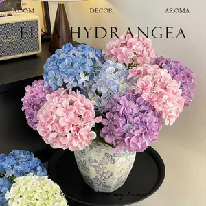 Luxury hydrangea faux for dining table and living room decorations, wedding artificial decorative floral arrangements, silk flowers, dried flowers filler UV Resistant Tricolor Handmade Crochet Bouquet Lighted Christmas Rose Dome Gift