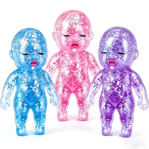 3PCS Squishy Babies Glitter Big Dancing Soft Moldable Slow Rising Sensory Fidget Toy Stress Anxiety Relief for Kids Adults Easter Basket Christmas Stocking Birthday Gifts (Blue+Purple+Pink)