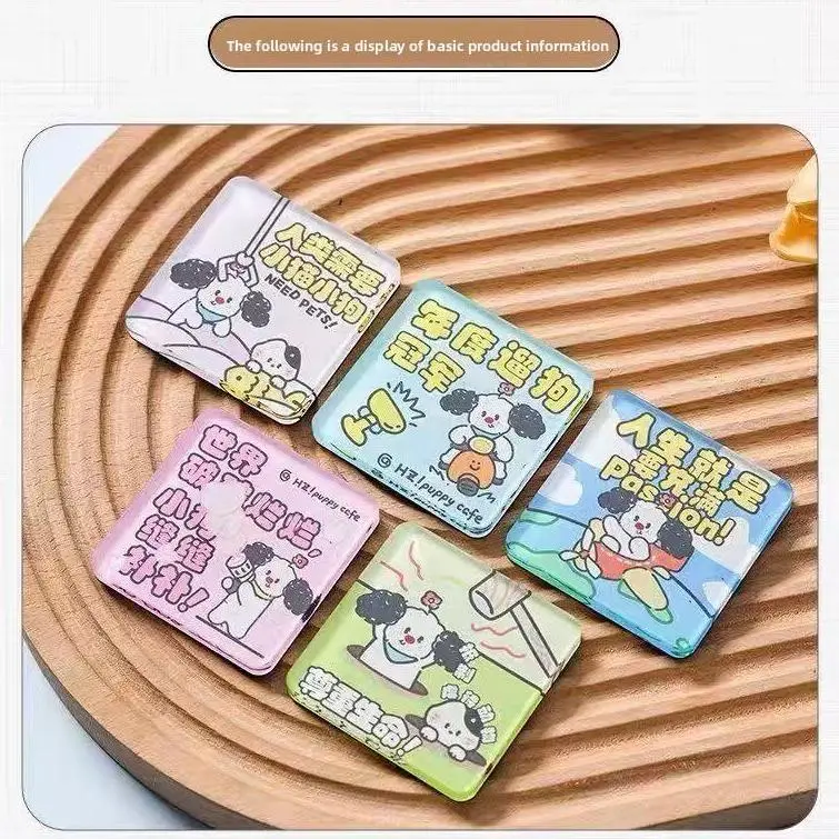 5pcs Square Cute Magnets for Fridge Set - DIY Acrylic NFC Stickers Kit with Self-Adhesive Backing, No Tools Needed, Character Refrigerator Magnets for Craft Making, Home Supplies