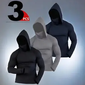 Yesuk Sun Protection 3-Pack Hoodies for Men UPF 50 Lightweight & Breathable, Men's Athletic Hoodies Long Sleeve Fishing Shirts, Men's Sun Protective Clothing