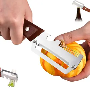 Premium Vegetable Peeler with Wooden Handle and Bottle Opener 304 Stainless Steel Blade Kitchen Tool for Fruit Apple Potato Pumpkin Papaya Zucchini Ideal Gift for Mother