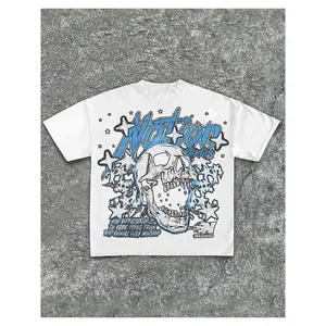 Men's Y2K Pattern Cotton T-Shirt - Skull and Star Print, Casual Short Sleeve Round Neck Summer T-Shirt, Soft and Comfortable Cotton Fabric, Machine Washable, Streetwear Fashion | Star Pattern Shirt | Bold Graphic Design Nostalgic, Retro Print, Y2K Millenn