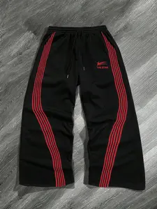 Men's Letter & Stars & Striped Print Drawstring Waist Sweatpants, Sports Casual Pants, Regular Fit Casual Street Elastic Waist Pants for Fall & Winter, Men's Trousers for Daily Wear
