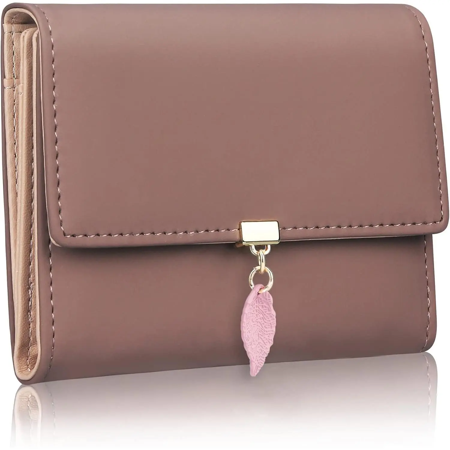 Women's Durable RFID Trifold Wallet - Leaf Card Holder with Zipper Pocket, ID Window (9.9- Grey) - Ideal for Thanksgiving, Mother's Day, Holiday Gifting, Bifold/Trifold Wallet, Manufacturer Warrenty, Modern