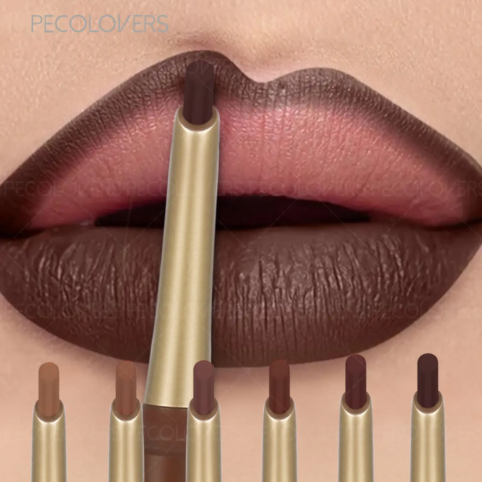 6pcs/set Red Brown Waterproof Lip Liner Pen, Long-lasting Non-sticky, Suitable for All Beige Types of Berry Tones, Beauty Lip Makeup, Lip Liner Pencil, All Day Lipliner, Lip Definer