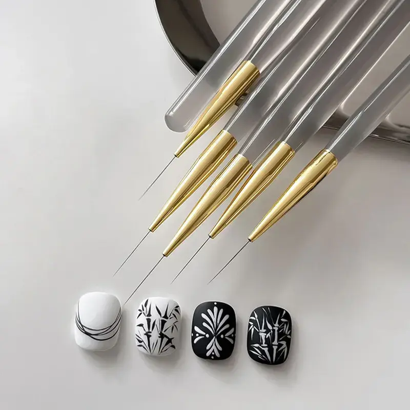 Nail Art Brushes,Liner for Nails, 5pcs,Easy Hold, Thin Nail Art Design Brush Detail Brush for Gel Polish Nail Paintings Different Lines 3D Nail Pattern French Tips Nail Tool Durable Nail Care