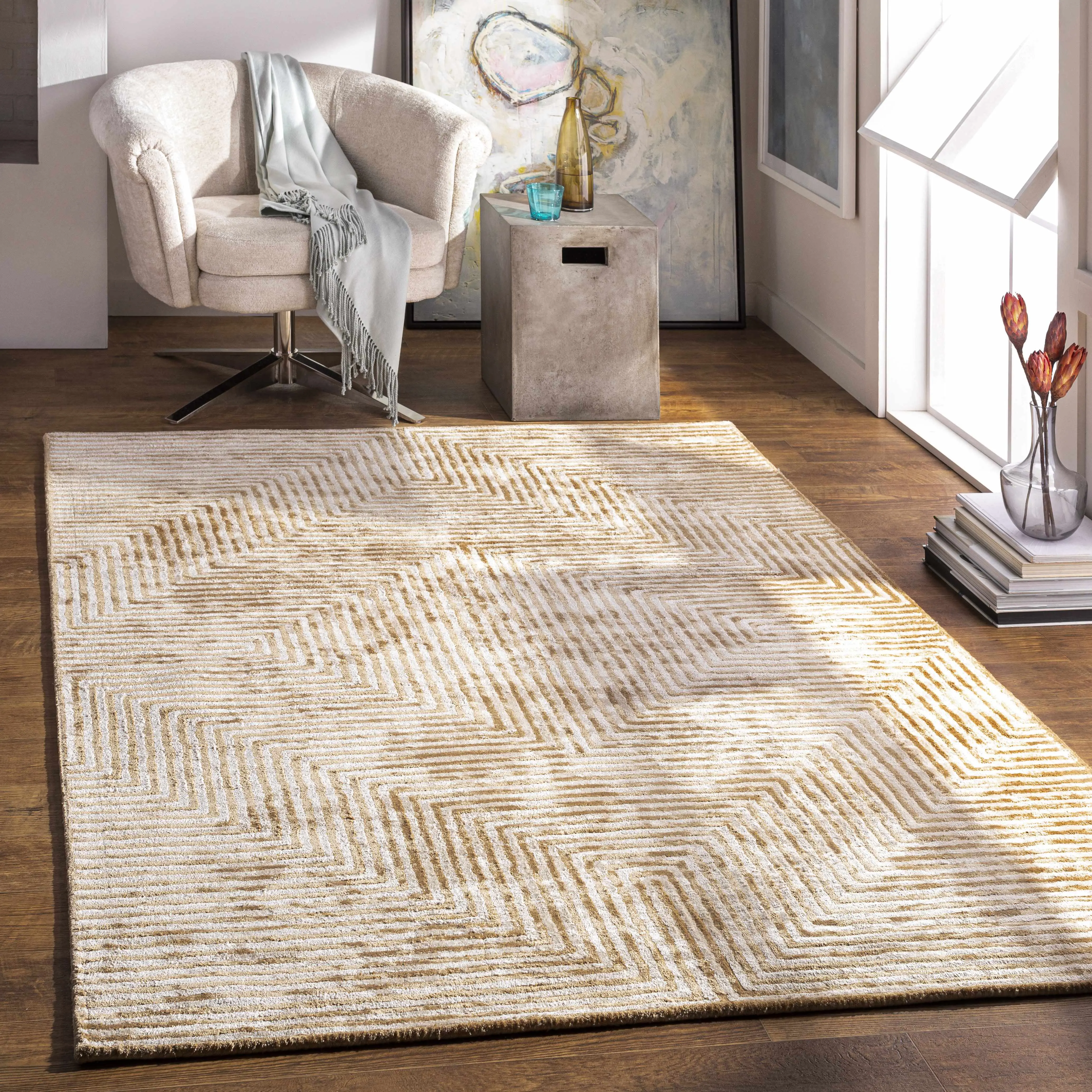 Quartz Patterned Sheen Beige Viscose Rug Quartz Patterned Sheen Beige Viscose Rug