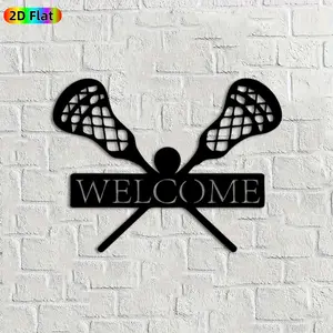 1pc Lacrosse Metal Wall Art,Lacrosse Statue Mural, Ideal Gift for New Year, Christmas, Lacrosse Enthusiasts, Rust-Resistant Metal Wall Decor Wall Sculptures, Perfect for Home Wall & Garden Fence, Unique Welcome Decor