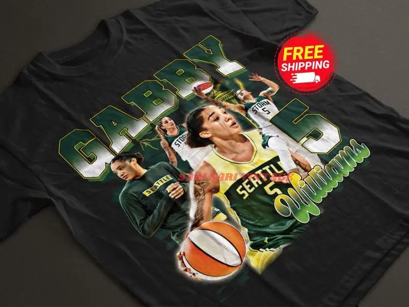 Unisex Preppy Gabby Williams Graphic T-Shirt - 90s Vintage Style, 100% Cotton, Classic Fit Short-Sleeve, Round Neck, Basic Casual Cute Top for Seattle Basketball Fans, Tear-Away Tag, S-4XL, All Seasons