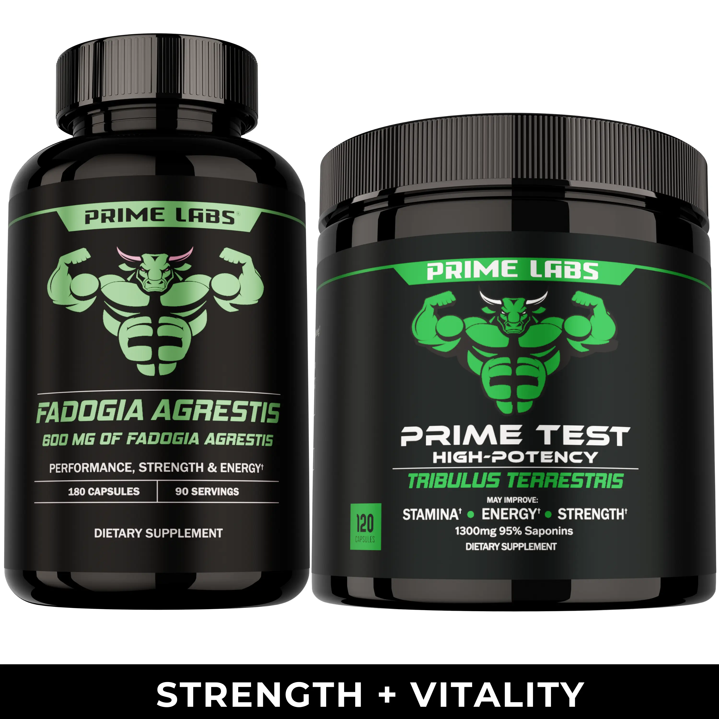 Prime Labs Fadogia Agrestis + Tribulus Terrestris Bundle – Men’s Wellness Support – 600mg Fadogia Agrestis 10:1 + 1300mg Tribulus Terrestris 95% Saponins – Daily Vitality and Active Lifestyle Formula