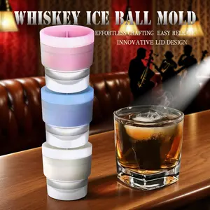 Ice Ball Molds - Set of 3, Round Ice Cube Molds, 1.93 Inch Spherical Ice Cubes, Suitable for Whiskey, Cocktails, Bourbon Cocktail Ice Cube Molds Kitchen Utensils