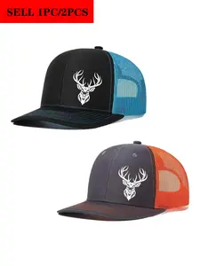 2pcs/1pc Unisex Baseball Cap Snapback Antler Printing Hat Mesh Hats for Mens Women Richardson Slightly Curved Brim Baseball Cap Adjustable Trucker Hats Dad Hats Outdoor Mesh Breathable Sun Hat