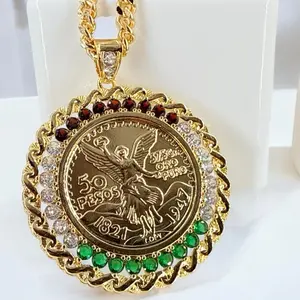 Centenario 14k Gold-Plated Pendant Necklace - Matching Necklace Chain, Chain & Link Design, Ideal for Daily Wear
