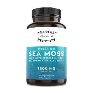 Thomas' all-natural Remedies Sea Moss with Burdock and Bladderwrack, 1600mg - Immune System & Digestive Health, Keto Detox, Gut, Energy & Joint Support, No fillers, All-Natural, Vegan - 120 Capsules
