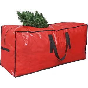 Christmas Tree Storage Bag Fits Up to 7 Ft Tall Disassembled Tree Holiday Tree Storage Case Protective Zippered Artificial Xmas Tree Bag (9ft, Red)