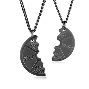 fitness barbell pendant, sports equipment couple necklace, titanium steel jewelry couple jewelry