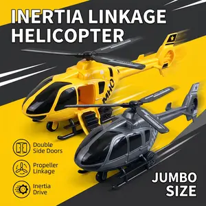 Safe Durable Jumbo 18.5" Friction Powered Helicopter Toy for Boys 3-8, Realistic Aircraft with Auto-Spinning Propellers & Openable Cabin Doors, No Batteries Needed, Extra Large Scale Educational Vehicle, Ideal Birthday Christmas Holiday Gift for Toddlers