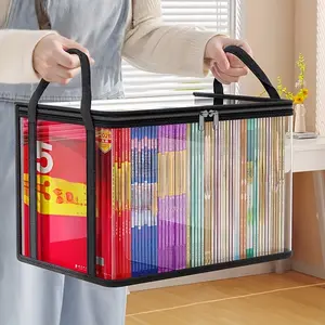 New Foldable Book Box Classroom Storage Container Transparent Waterproof Home Book Organizer, Durable & Convenient Design
