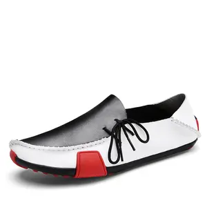 Men's Solid Color Soft Flat Sole Leather Shoes - Slip-On Loafer with Non-Slip Feature, Durable Rubber Sole, Versatile Casual Footwear for Men and Women