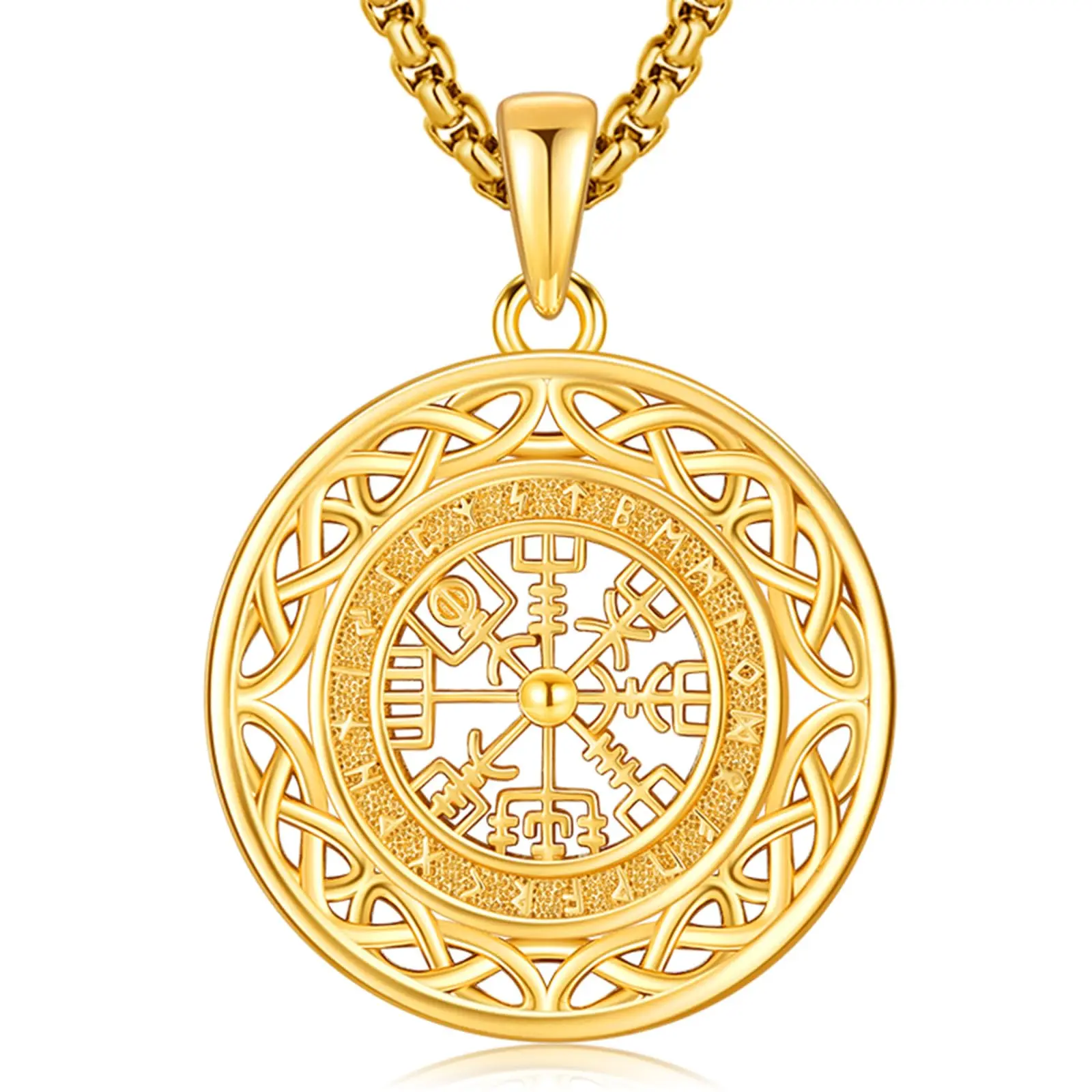 DRINSPER Pendant Necklace for Men, 925 Sterling Silver Vegvísir Compass, Norse Pagan Viking Jewellery with Celtic Knot, Hypoallergenic, Jewellery Pendant, Pendants Jewelry