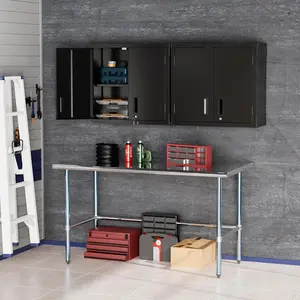 ROVSUN Open Base Stainless Steel Table 48"/60'' x 24''/30'' Inches, NSF Commercial Heavy Duty Prep & Work Table, Metal Table for Kitchen, Restaurant, Home, Hotel, Garage, Laundry