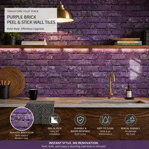 Purple Brick Peel & Stick Backsplash
