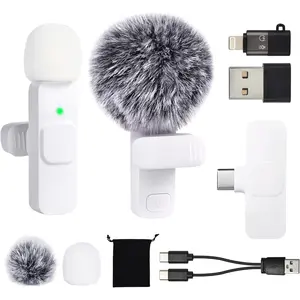 X-KPK01  USB C Wireless Lavalier Microphone for Android Phone Tablet iphone ipad PC Mini Lapel Mic Content Creator Mics for Vlogging Video Recording Tiktok Podcast Interview Usbc Clip on Microphones White