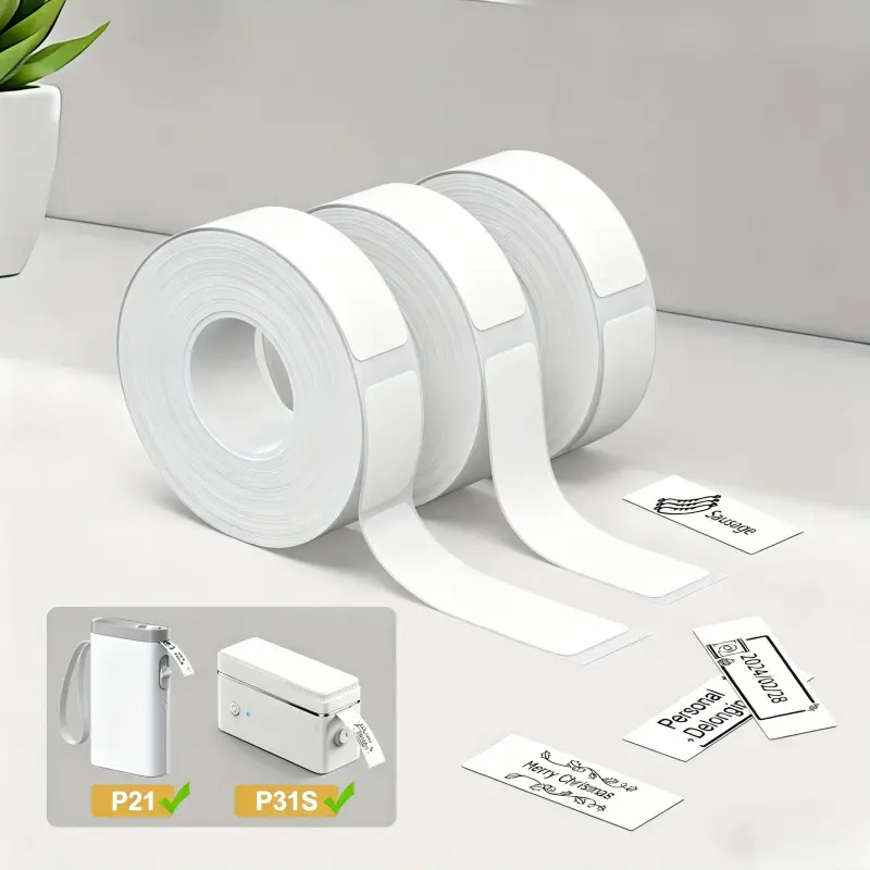 Compatible with P21 and P31 label printers, 480 sheets/3 rolls 12mmx30mm white thermal label printing stickers for home and shopping center price tags/office/school/hospital specific thermal printer label stickers Sticky Labels