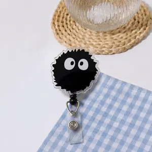 Black Soot Sprite Spirit Movie Badge Reel, ID Holder, Kawaii Retractable, Accessory